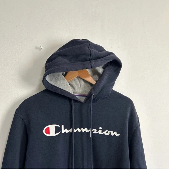 Champion Spellout Hoodie Adult Small Blue Sweatshirt Pullover‎ Unisex Athletic - Picture 3 of 9